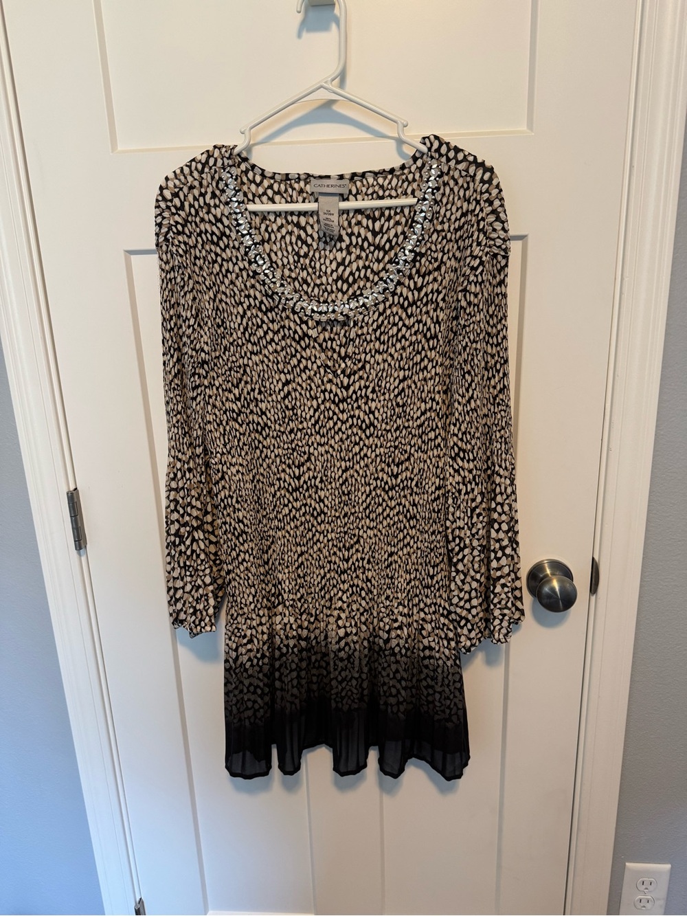 Catherines Black and Cream Beaded Scoop Neck Tunic